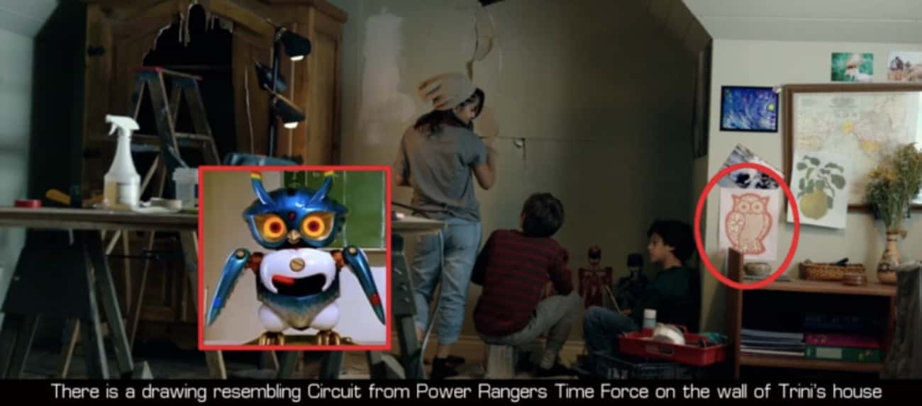 A Drawing Of Time Force's Circuit Is Hanging In Trini's House