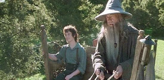 Фродо властелин гендальф. Гэндальф и фродо. Фродо с гендальфом. Фродо властелин гендальф. Властелин колец братство кольца фродо.