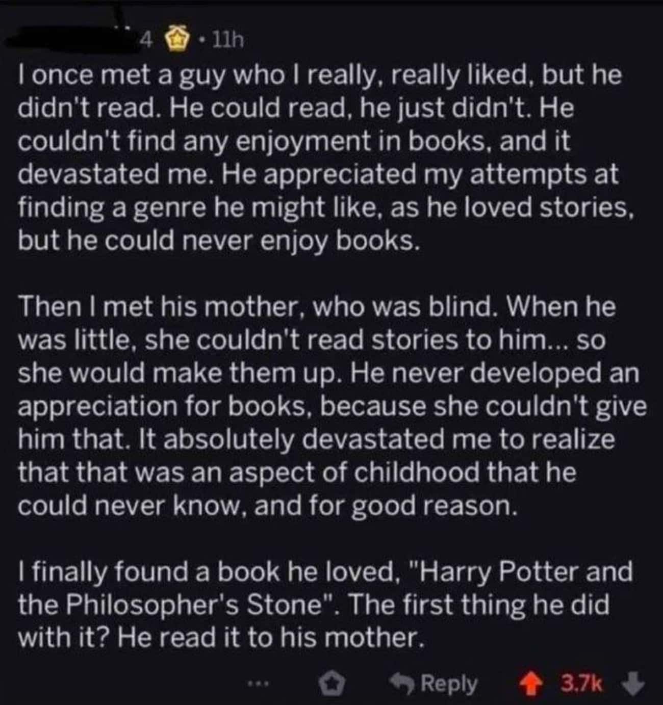 He Read His First Book To His Blind Mother