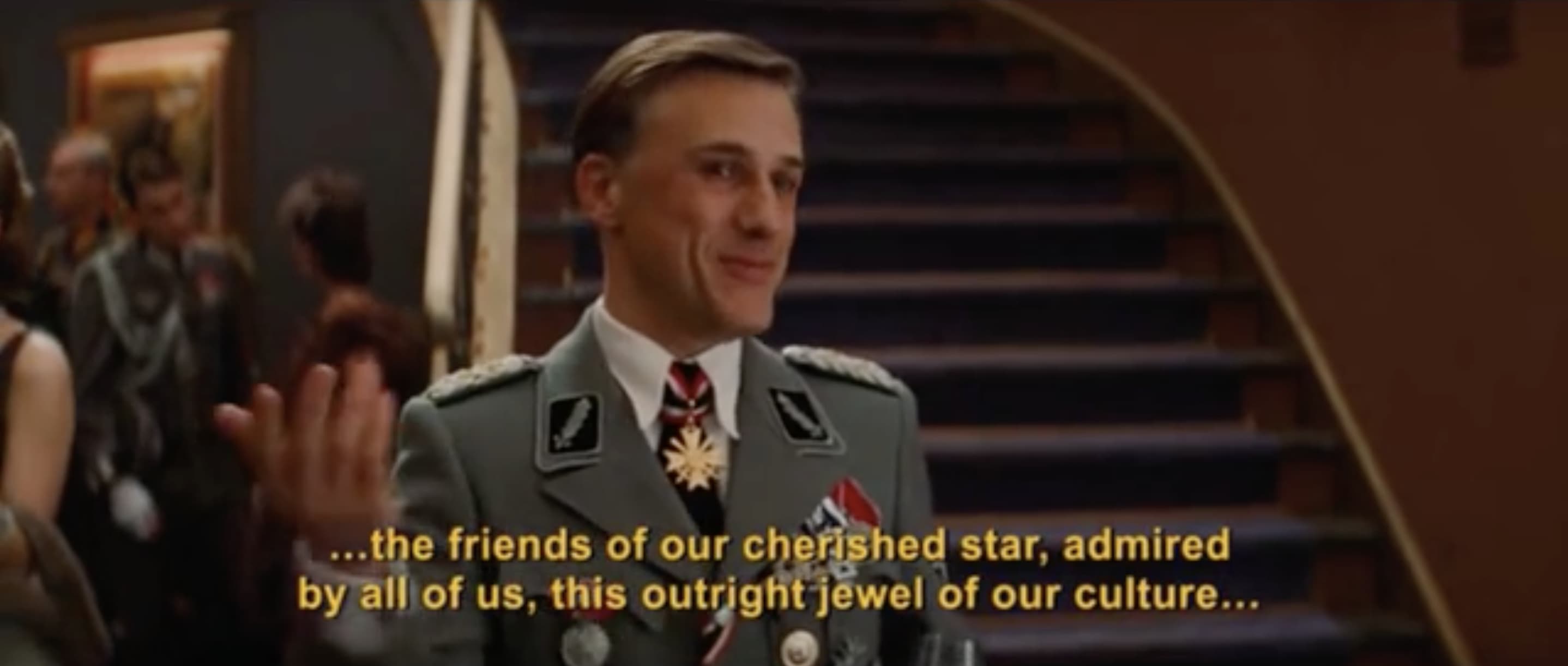 Landa Is Animated With His Hands While Speaking Italian