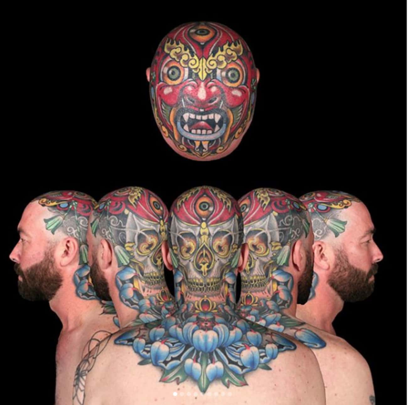 Japanese Inspired Head & Neck Tattoo