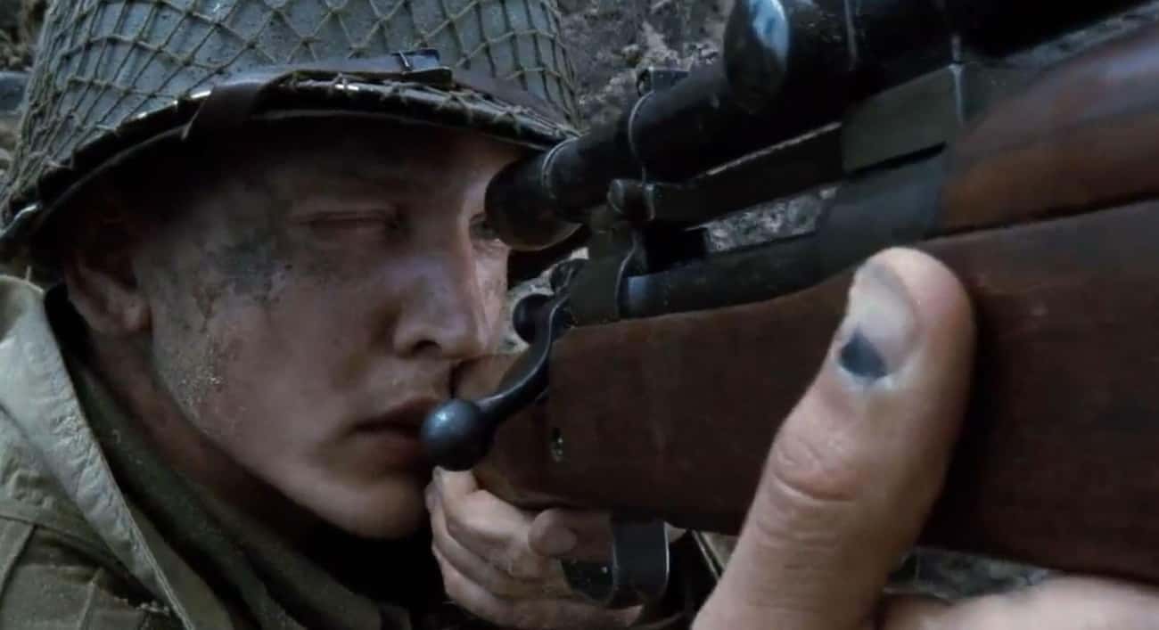 Jackson Has A Bruise From His Rifle's Loading Mechanism In 'Saving Private Ryan'