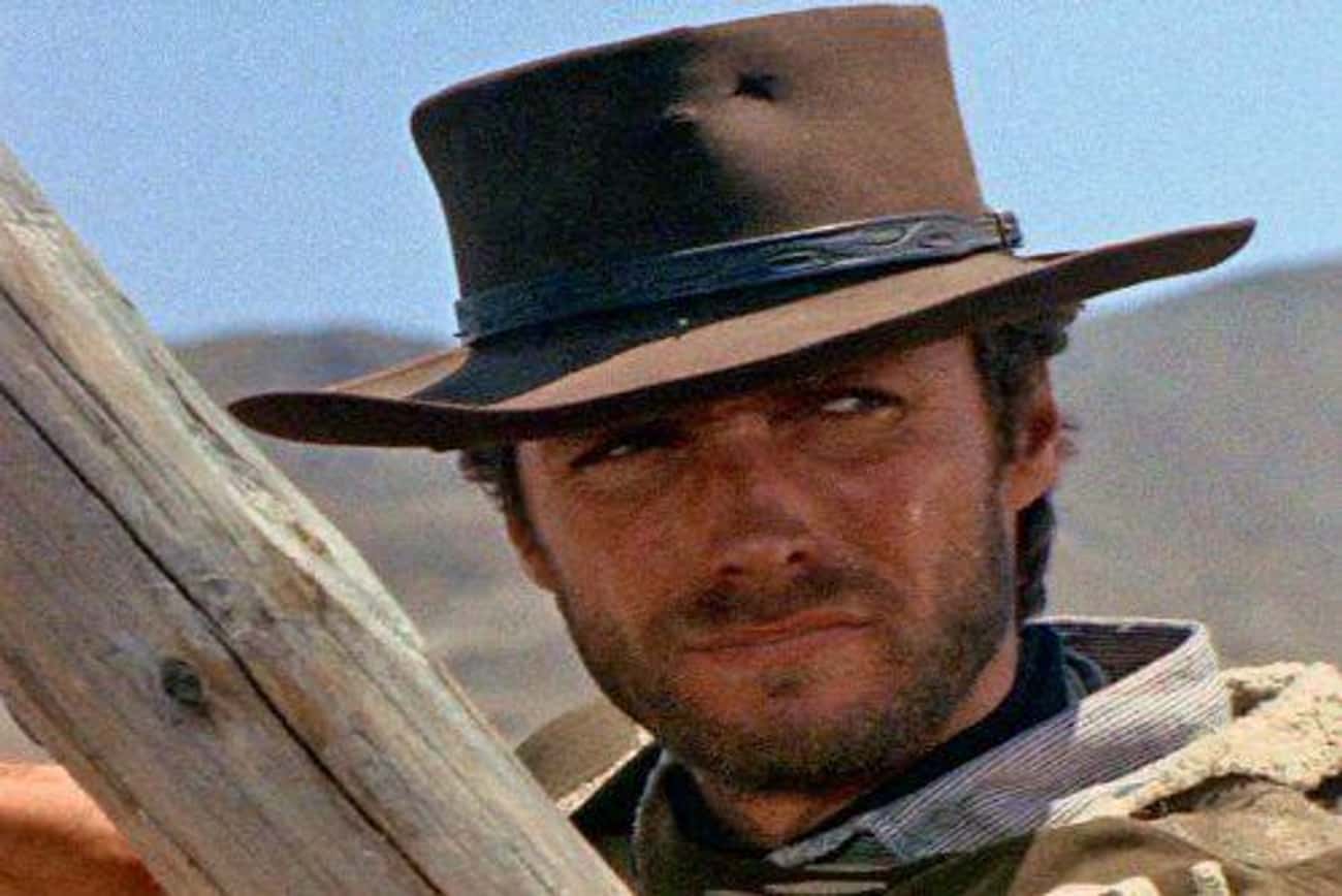 The Man With No Name Repairs The Bullet Hole In His Hat In 'For a Few Dollars More'