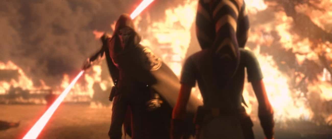 Ahsoka Deftly Shuts Of An Inquisitor's Lightsaber And Kills Him With It