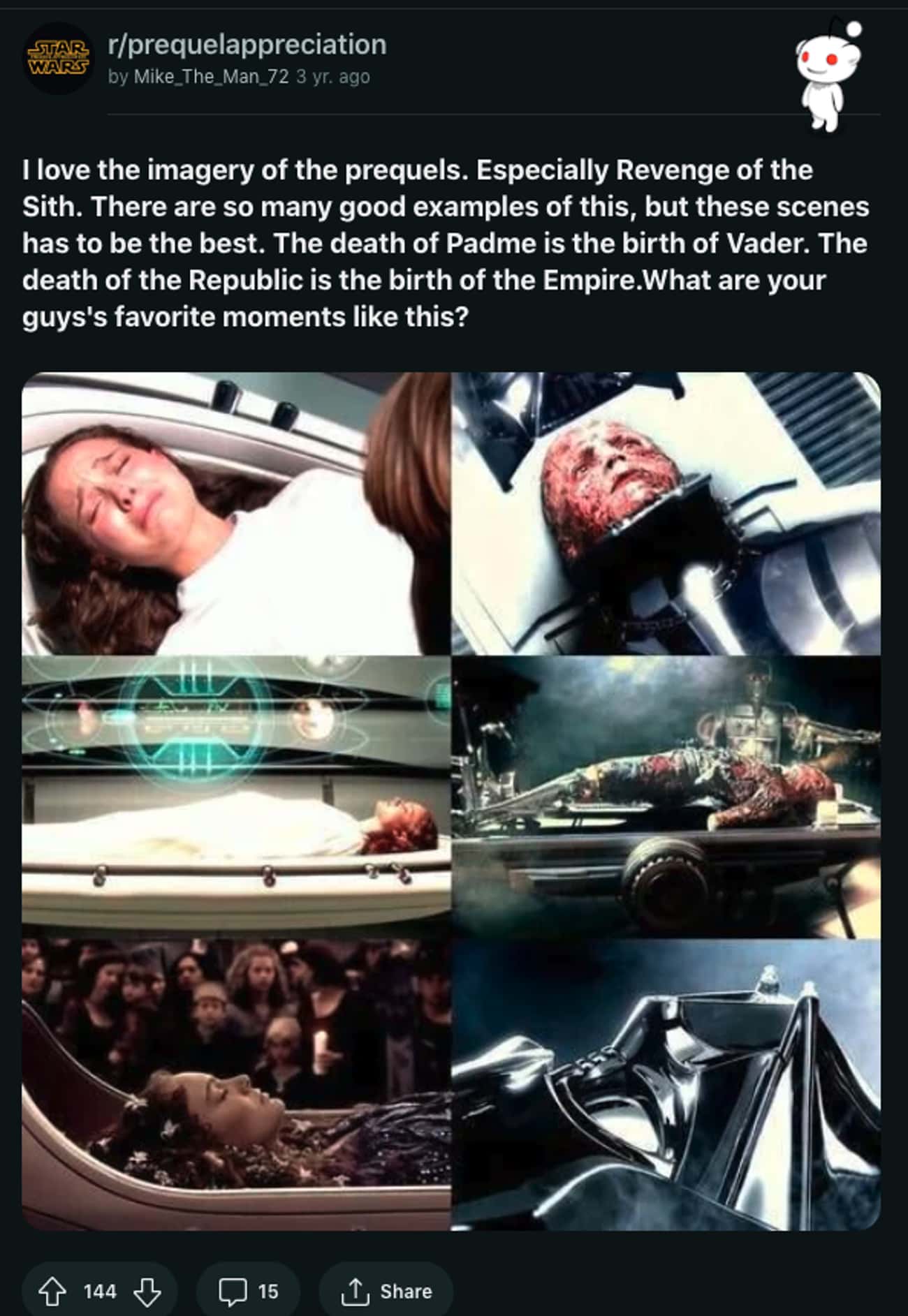 Vader's Birth Mirrors Padmé's Death