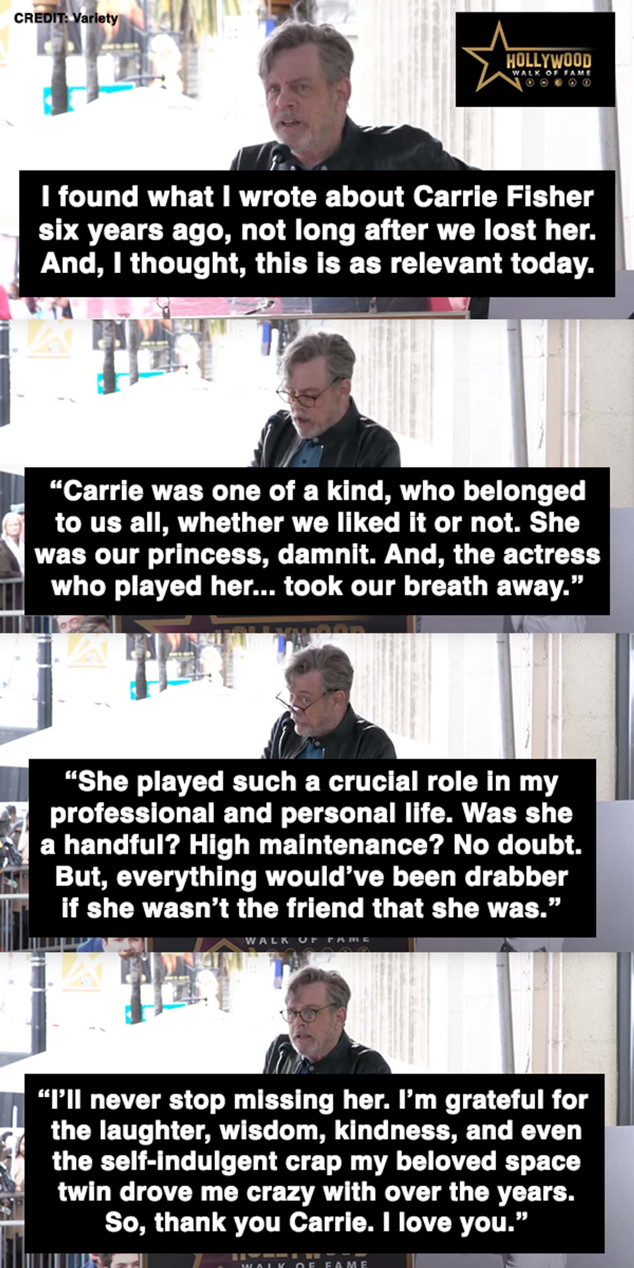 When Mark Hamill Honored Carrie Fisher At Her Hollywood Walk Of Fame Ceremony