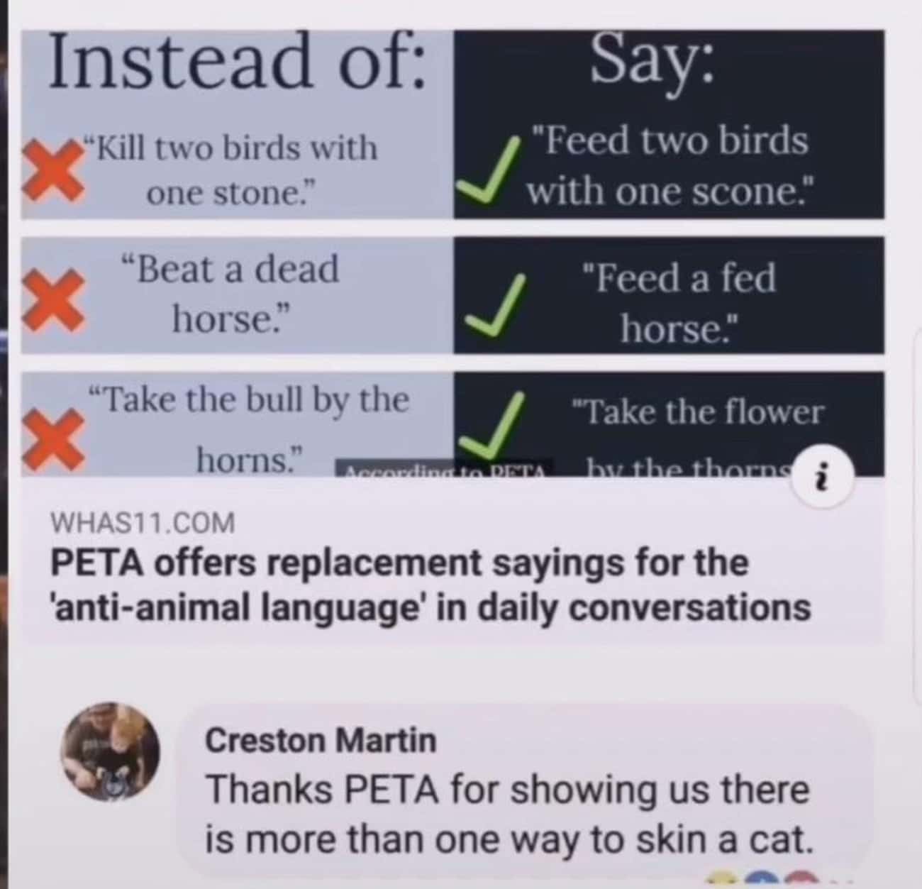 'Thanks, PETA!'