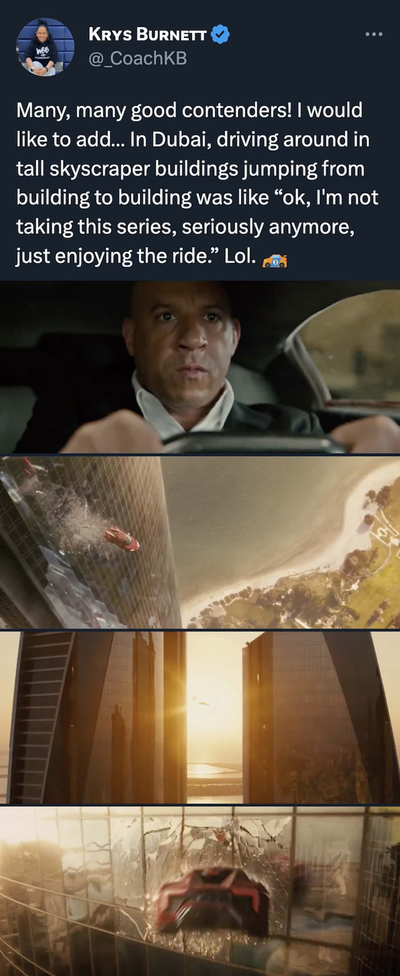 Jumping From Skyscraper To Skyscraper Scene From 'Furious 7'