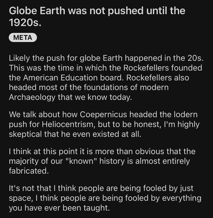 The Concept Of A Spherical Earth Was Invented In 1920 Apparently
