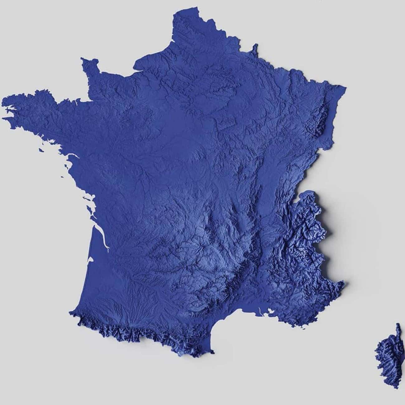 Рельефная карта Франции