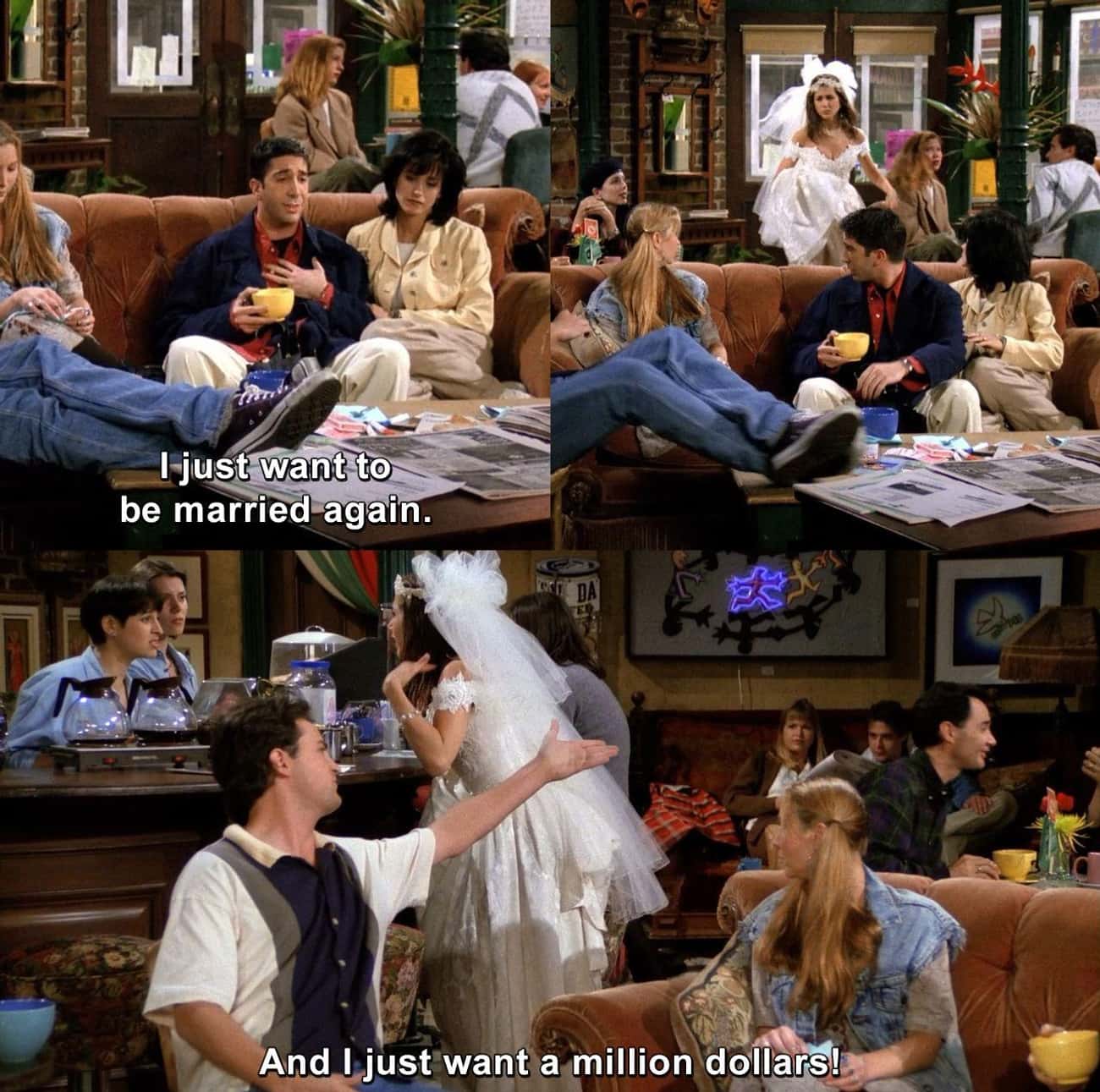 In The ‘Friends’ Pilot, Ross Shouts Out, ‘I Just Want To Be Married Again!’ Before His High School Crush Rachel Walks In Wearing A Wedding Dress