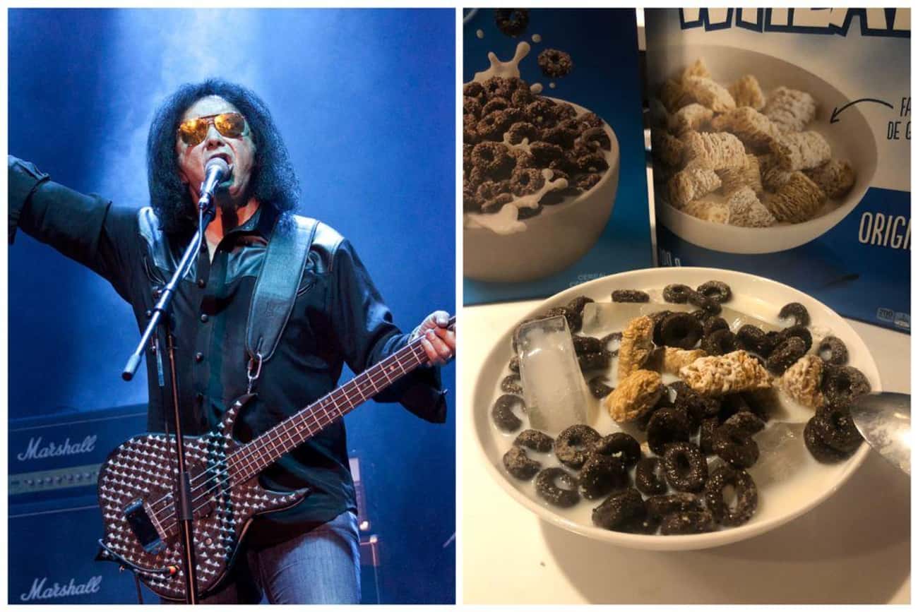 Gene Simmons Puts Ice Cubes In His Cereal