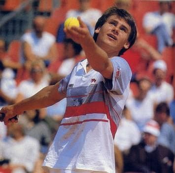 Photo Vintage 1980s - Joueur De Tennis Henrik Sundstrom En Action