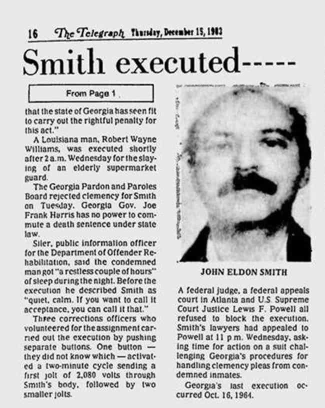 John Eldon Smith is listed (or ranked) 4 on the list Jokes Told by Death Row Inmates Right Before Execution