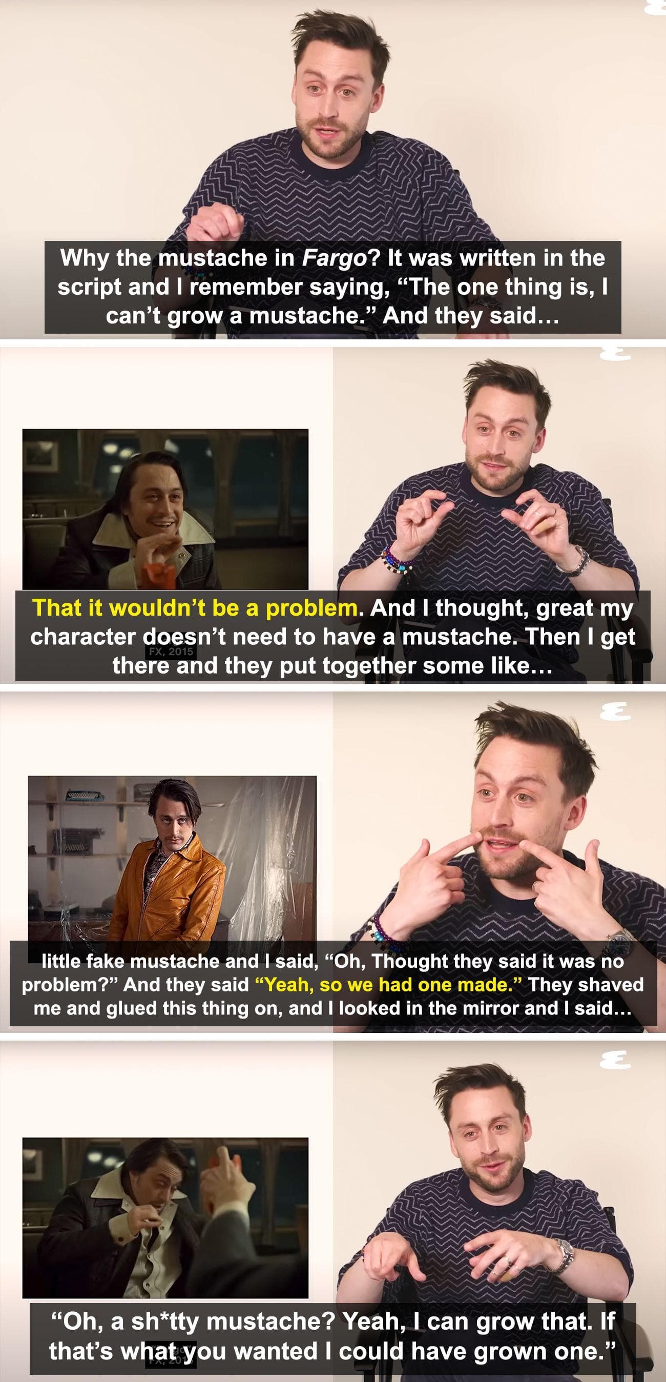 Kieran Culkin Talks About His Mustache In Fargo