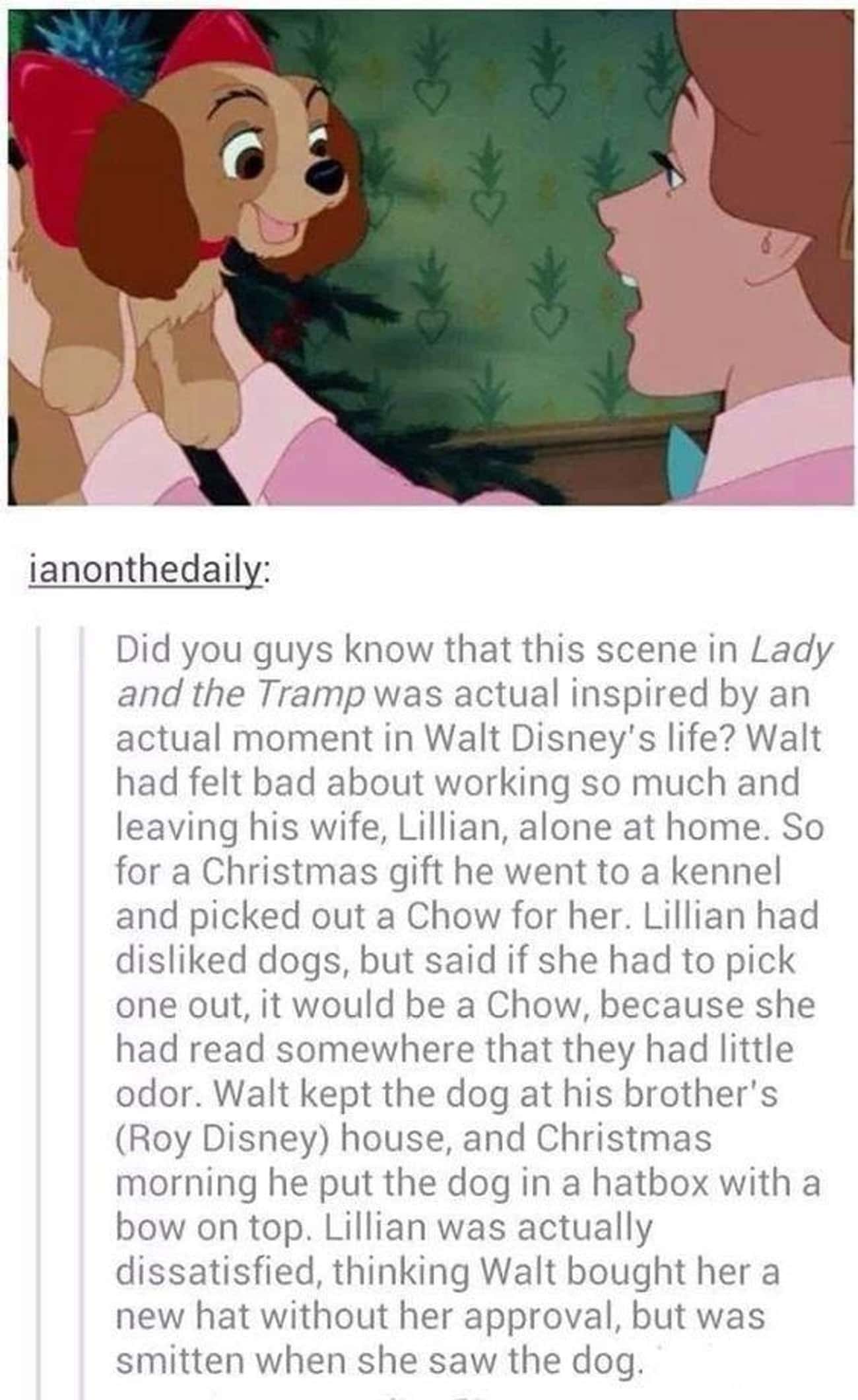 The Opening Scene For 'Lady and the Tramp' Was Based On A Real Moment Between Walt Disney And His Wife 