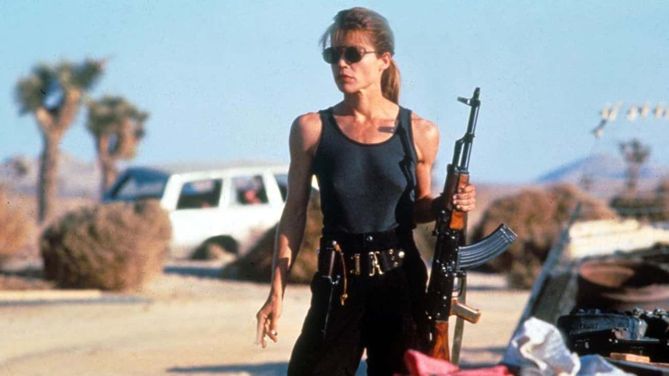 Linda Hamilton Trained With An Israeli Weapons Expert To Master Every Gun She Uses In 'Terminator 2'