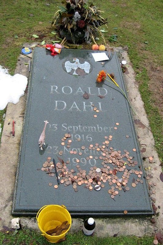 Peaches, Toys, And Onions Appear At The Grave Of Roald Dahl